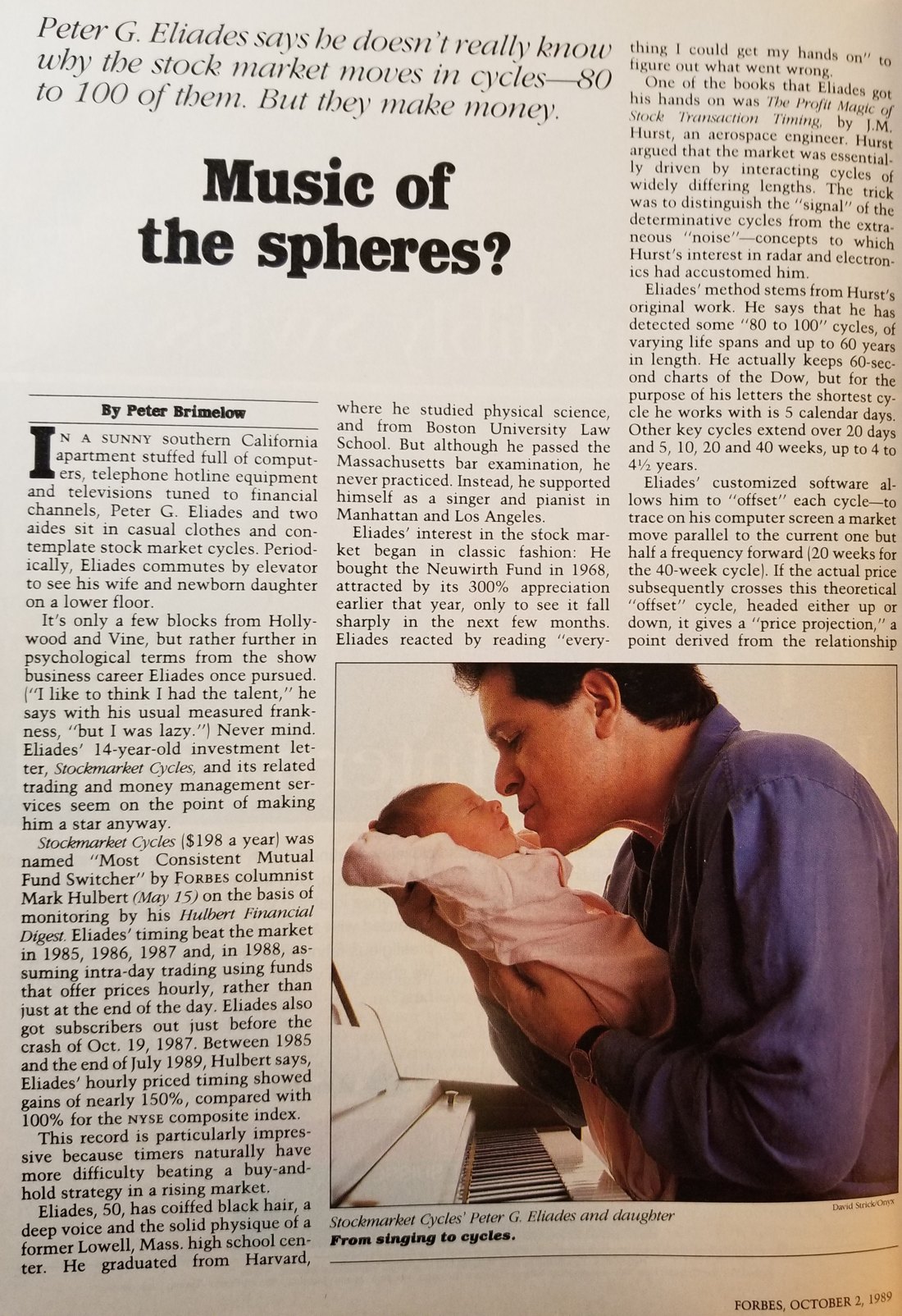 Forbes article from October 2, 1989, titled Music of the spheres?